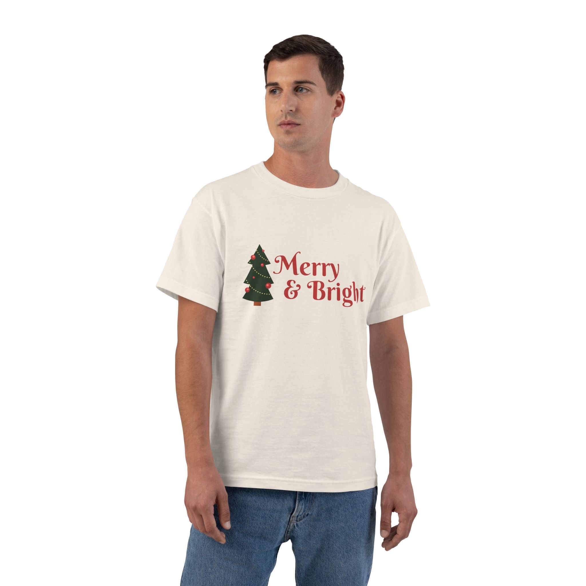 Merry & Bright Christmas Tee — Holiday Tree Graphic T-Shirt