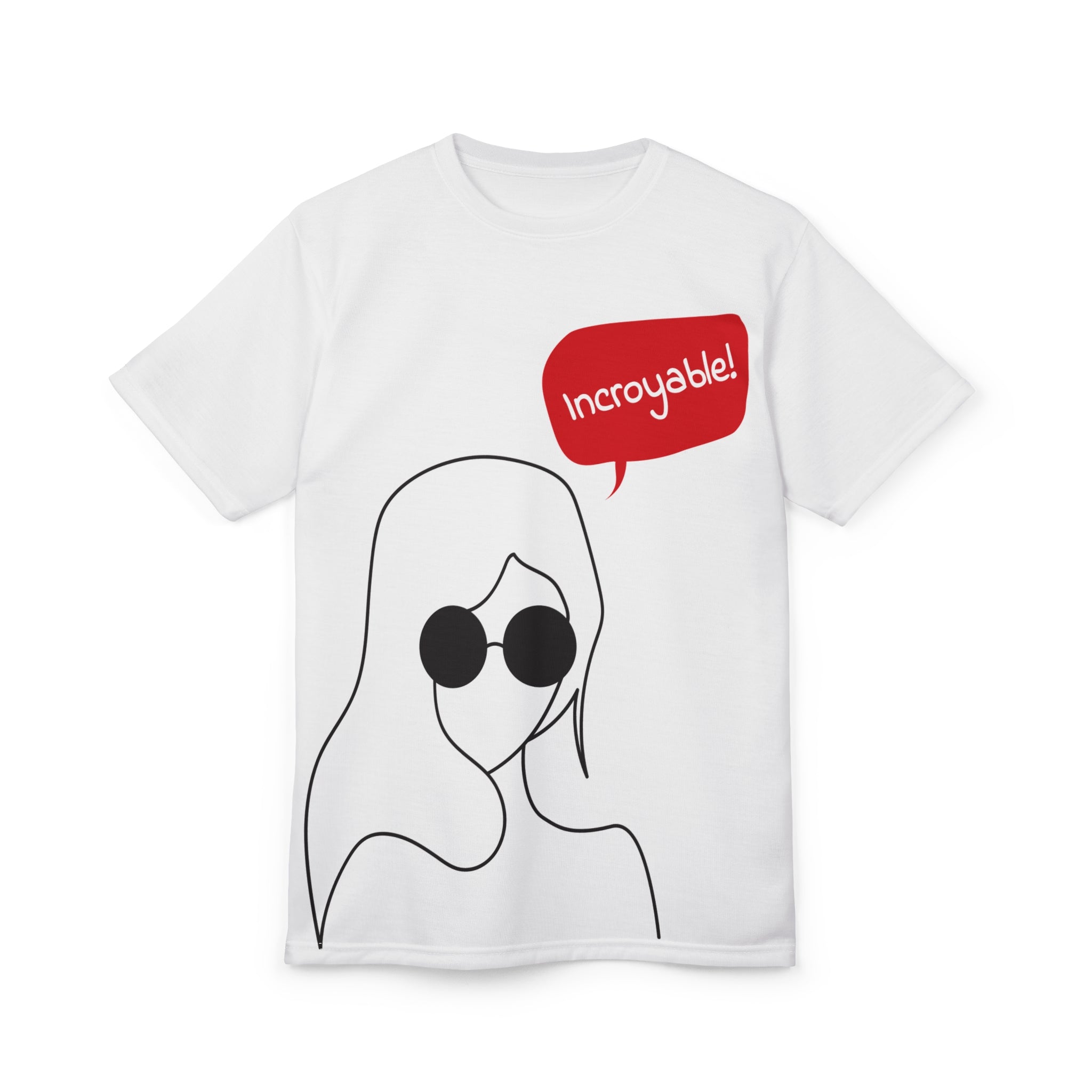 Incroyable! Minimal Line Art Tee — Woman with Sunglasses Graphic T-Shirt