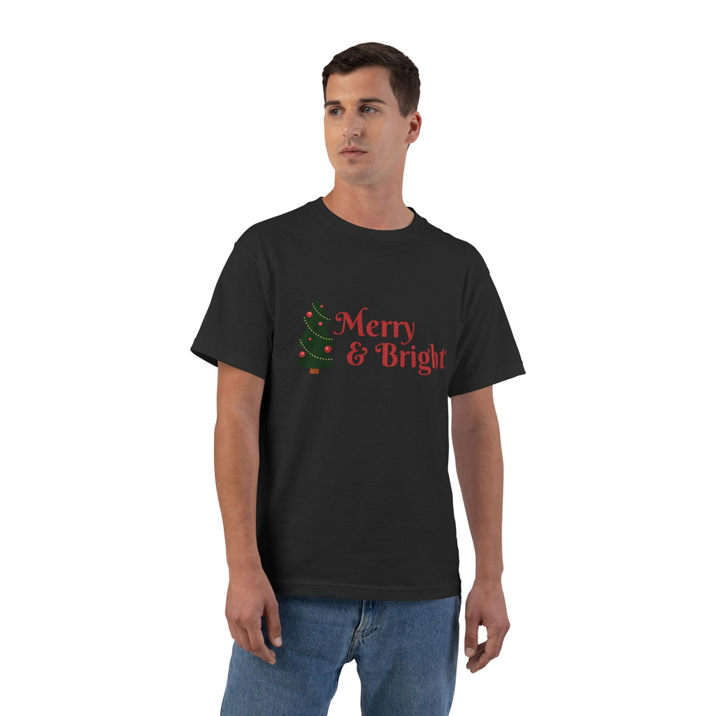 Merry & Bright Christmas Tee — Holiday Tree Graphic T-Shirt