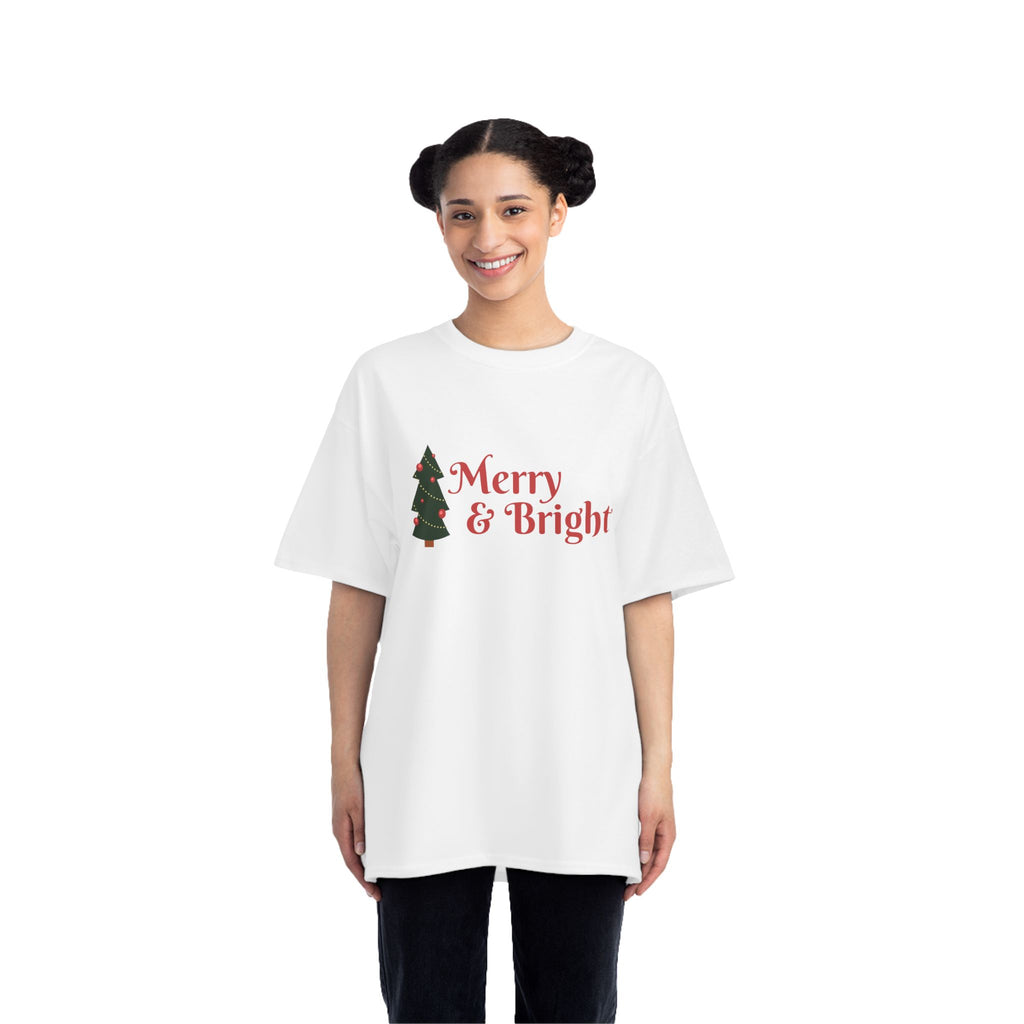 Merry & Bright Christmas Tee — Holiday Tree Graphic T-Shirt