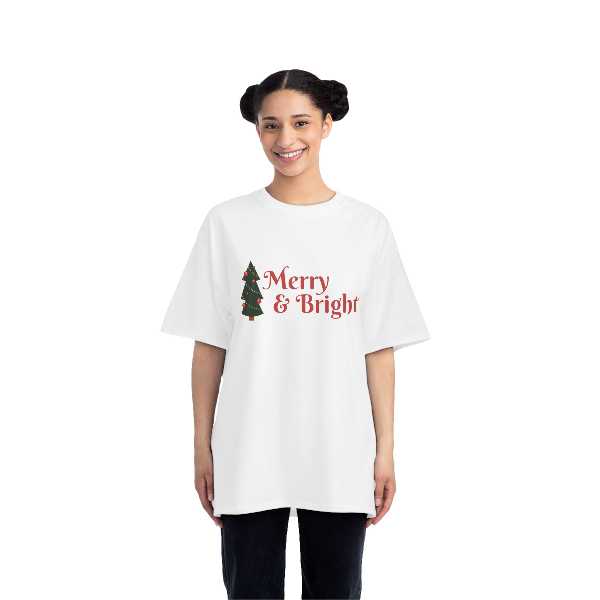 Merry & Bright Christmas Tee — Holiday Tree Graphic T-Shirt